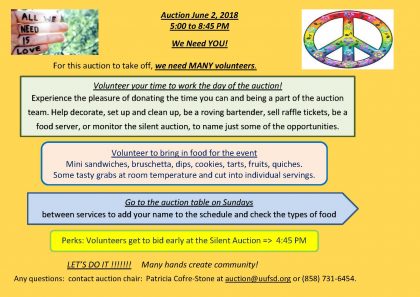 volunteer for uufsd auction